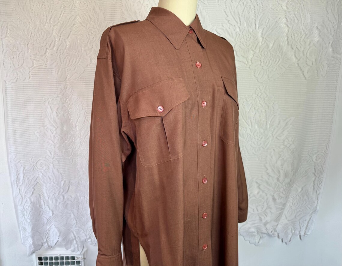Vintage Silk Tunic Blouse: Dark Academia Librarian Shirt Dress, Foto 4 von 5
