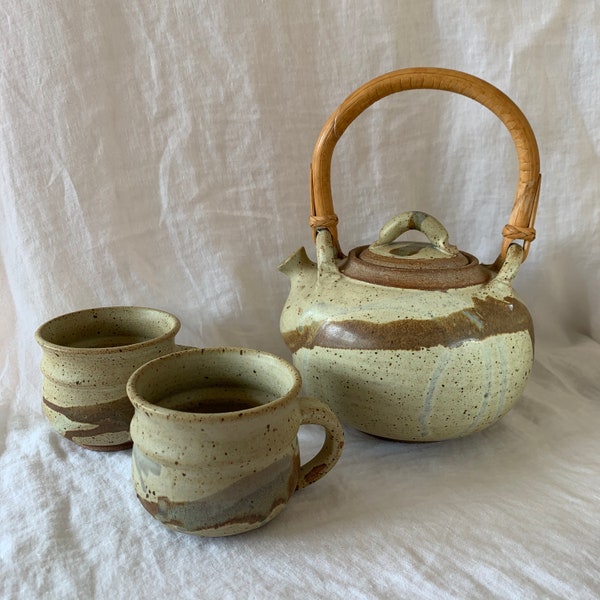 Pottery Teapot Set Etsy