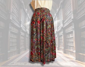 Dark Academia Paisley Skirt 1990s Whimsigoth Rayon Midi