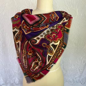 Wool Scarf Dark Academia Shawl Paisley  Cozy Wrap Witchy Librarian Baar & Beards Designer Japan - Terra Exchange Vintage