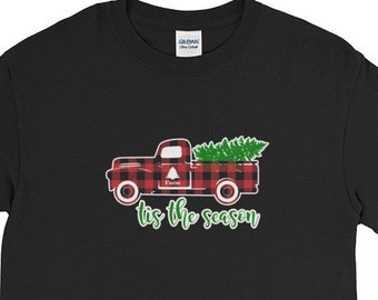 Christmas T-Shirt / Tis the Season T-Shirt for Women / Vintage Plaid Truck / Christmas PJ’s / Gifts for Her / Gifts for the Family