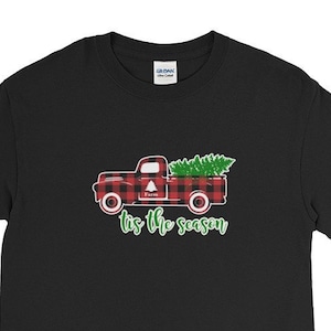 T-shirt Natale / Tis la stagione t-shirt per le donne d'epoca camion Plaid / Natale PJ / regali / regali per lei per la famiglia immagine 1
