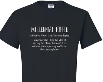 Divertenti t-shirt / millenario Hippie definizione / t-shirt uomo / t-shirt donna / t-shirt novità / sarcastico regalo t-shirt / millenario tshirt