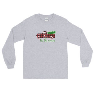T-shirt Natale / Tis la stagione t-shirt per le donne d'epoca camion Plaid / Natale PJ / regali / regali per lei per la famiglia immagine 4