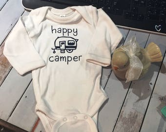 Baby Bodysuit / Baby Onesie / Happy Camper / New Baby Gift / Baby Shower Gift / New Mommy Gift