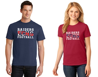 East Carter High School Football Team Spirit T-Shirt Split Text Design