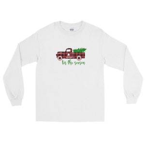 T-shirt Natale / Tis la stagione t-shirt per le donne d'epoca camion Plaid / Natale PJ / regali / regali per lei per la famiglia immagine 2