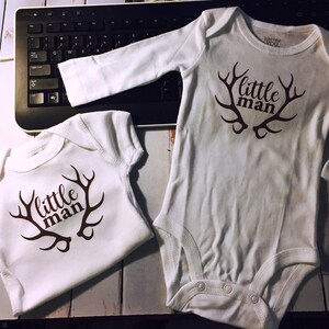 Baby Bodysuit / Baby Onesie / Little Man / Deer Antlers / Baby Boy Gift / New Baby Gift / Baby Shower Gift / New Mommy Gift