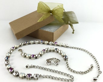 Sparklez / Swarovski Crystal Jewelry Set / 8mm Adjustable Necklace, Bracelet, Earrings / Prom Jewelry / Wedding Jewelry / Gifts for Her