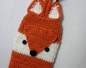 Crochet Fox Plastic Bag Holder: Orange & White Kitchen Decor