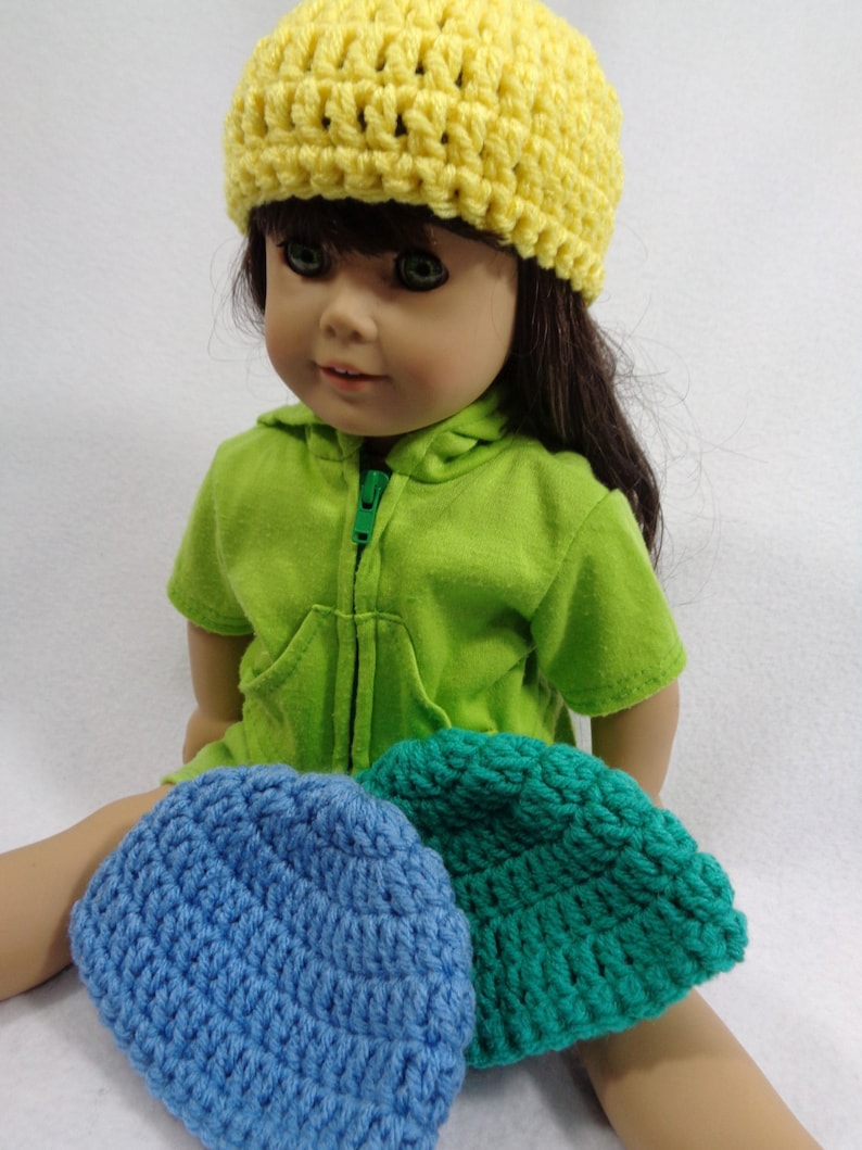18 Inch Doll Hat, Crochet Beanie for American Girl, Winter Cap for Doll, Gift for Little Girl, Stocking Stuffer, Birthday Party Favor image 4