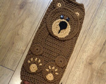 Crochet Brown Bear Plastic Bag Holder, Forest Kitchen Decor, Walmart Bag Holder by Charlene, Gift for Mom, MADE TO ORDER