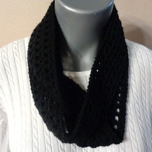 Black Knit Infinity Scarf: Soft Cozy Neckwear