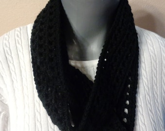 Black Knit Infinity Scarf: Soft Cozy Neckwear