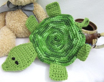 Crochet Pattern for Turtle Pot Holder, Crochet Tortoise Hot Pad Trivet, PATTERN ONLY