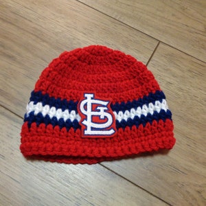 St. Louis STL Caps, Made To Order by Charlene, St. Louis Cardinals Inspired, Newborn Photo Prop, Gift for New Baby, Cardinals Fans image 4