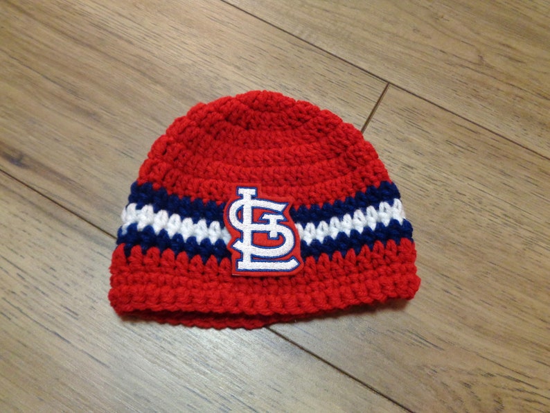 St. Louis STL Caps, Made To Order by Charlene, St. Louis Cardinals Inspired, Newborn Photo Prop, Gift for New Baby, Cardinals Fans image 4