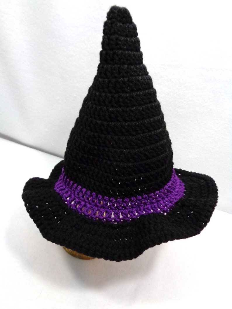 Witch's Hat, Crochet Halloween Costume, MADE TO ORDER by Charlene, Gift for Baby or Toddler, Black Witch's Pointy Hat, Girls Night Out image 3