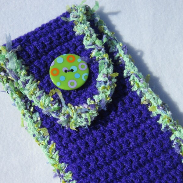 RESERVED - Crocheted Sunglass or Glasses Case Purple and Green