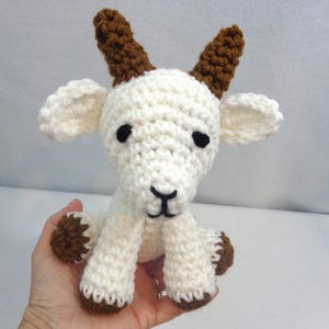 Crocheted Goat Plush: White and Brown Stuffed Animal