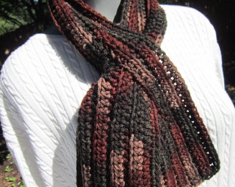 Shades of Brown Neckwarmer - Unisex with Slit, Brown Slitted Scarf, Keyhole Scarf, Gift for Dad, Present for Grandpa