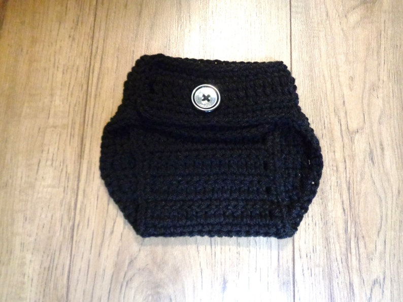 Black Diaper Cover, 0 to 3 Months Adjustable, Matching Diaper Cover for Your Hat, Choose Your Color, Crochet Diaper Cover, MADE TO ORDER image 4