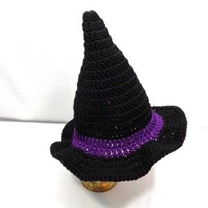 Witch's Hat, Crochet Halloween Costume, MADE TO ORDER by Charlene, Gift for Baby or Toddler, Black Witch's Pointy Hat, Girls Night Out image 9