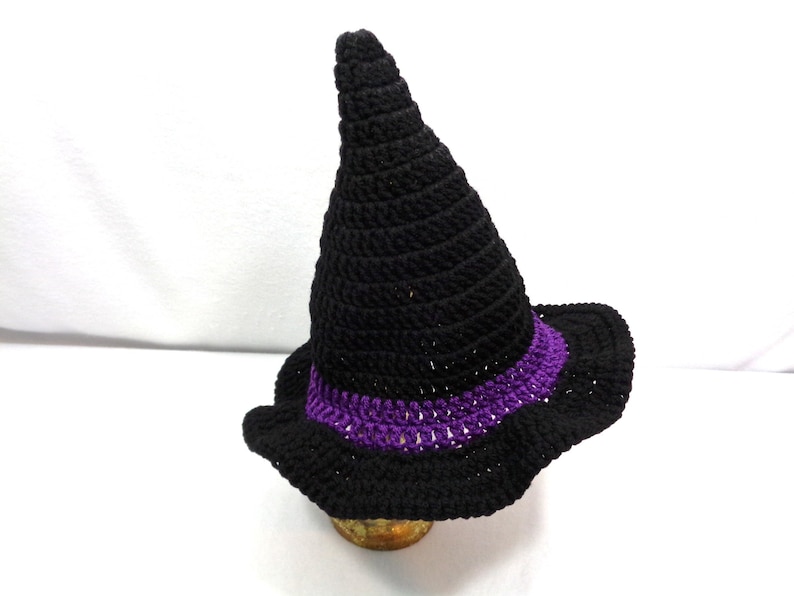 Witch's Hat, Crochet Halloween Costume, MADE TO ORDER by Charlene, Gift for Baby or Toddler, Black Witch's Pointy Hat, Girls Night Out image 9