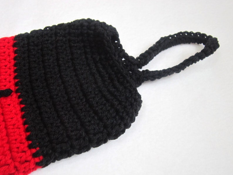 Crochet Plastic Bag Holder Ladybug Red and Black, Hostess Gift, Present for Teacher, Eco-friendly Bag Holder, MADE TO ORDER image 3