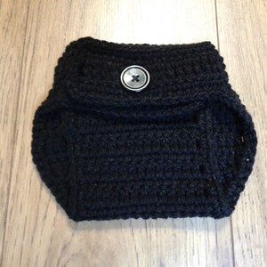 Black Diaper Cover, 0 to 3 Months Adjustable, Matching Diaper Cover for Your Hat, Choose Your Color, Crochet Diaper Cover, MADE TO ORDER image 1