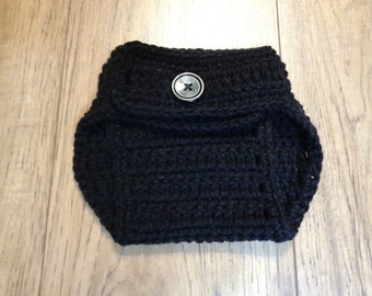 Black Diaper Cover, 0 to 6 Months Adjustable, Matching Diaper Cover for Your Hat, Choose Your Color, Crochet Diaper Cover, MADE TO ORDER