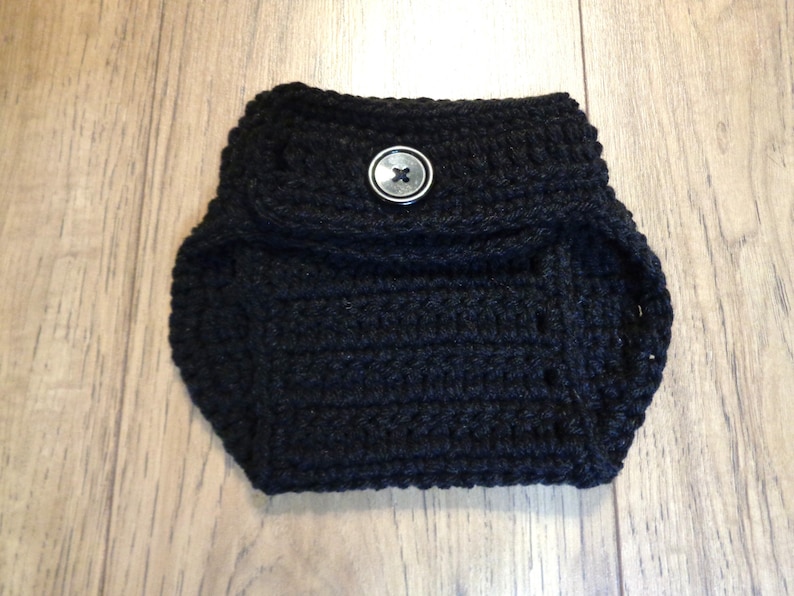 Black Diaper Cover, 0 to 3 Months Adjustable, Matching Diaper Cover for Your Hat, Choose Your Color, Crochet Diaper Cover, MADE TO ORDER image 1