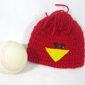 St. Louis Cardinals Crochet Baby Cap: Red Bird Photo Prop