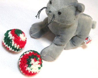 Christmas Cat Jingle Bell Balls, Kitty Cat Toys, Stocking Stuffer for Your Cat by Crocheted by Charlene