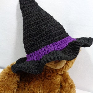 Witch's Hat, Crochet Halloween Costume, MADE TO ORDER by Charlene, Gift for Baby or Toddler, Black Witch's Pointy Hat, Girls Night Out image 7