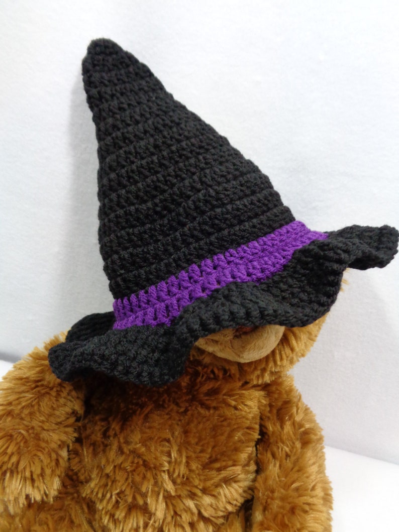 Witch's Hat, Crochet Halloween Costume, MADE TO ORDER by Charlene, Gift for Baby or Toddler, Black Witch's Pointy Hat, Girls Night Out image 7