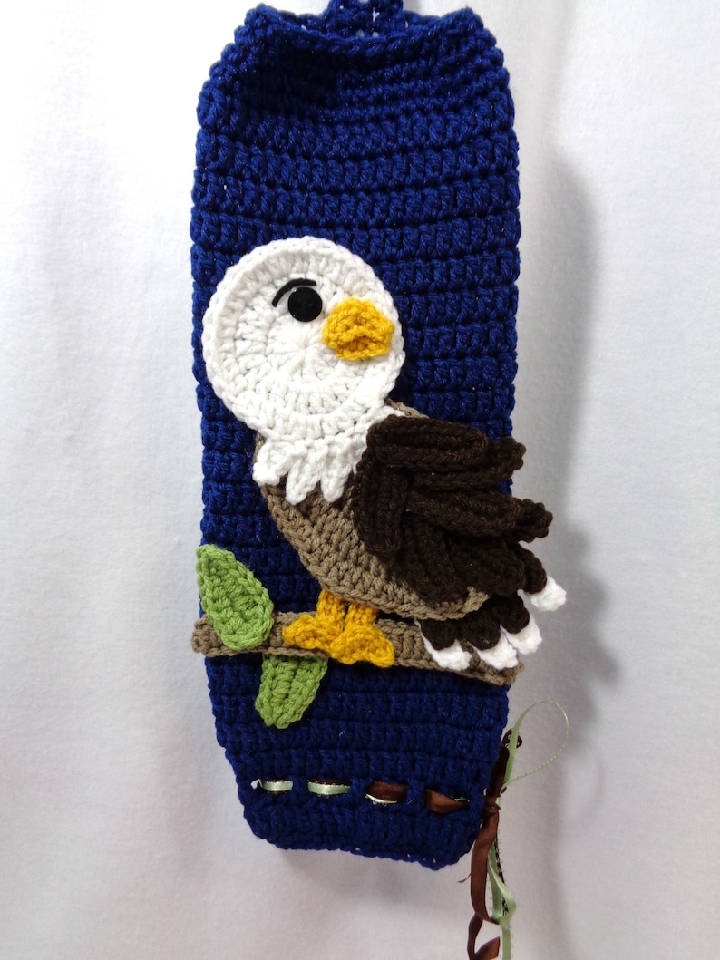 Bald Eagle Plastic Bag Holder Crochet USA Decor Walmart Bag Etsy