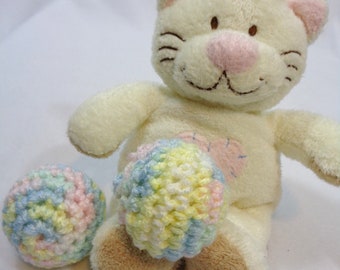 Cat Jingle Bell Balls, Easter Basket Kitty Cat Toys, Stocking Stuffer for Your Cat by Crocheted by Charlene, Pastel Crochet Cat Bell Toys