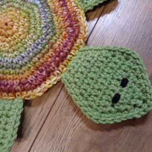 Pot Holder in Multicolor, Turtle Hot Pad, Tortoise Trivet for Kitchen, Hostess Gift. Turtle Gift, Crocheted by Charlene READY TO SHIP