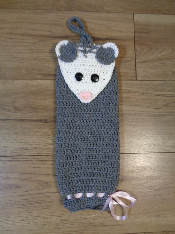 Opossum Plastic Bag Holder, Crochet Home Decor, Walmart Bag Holder