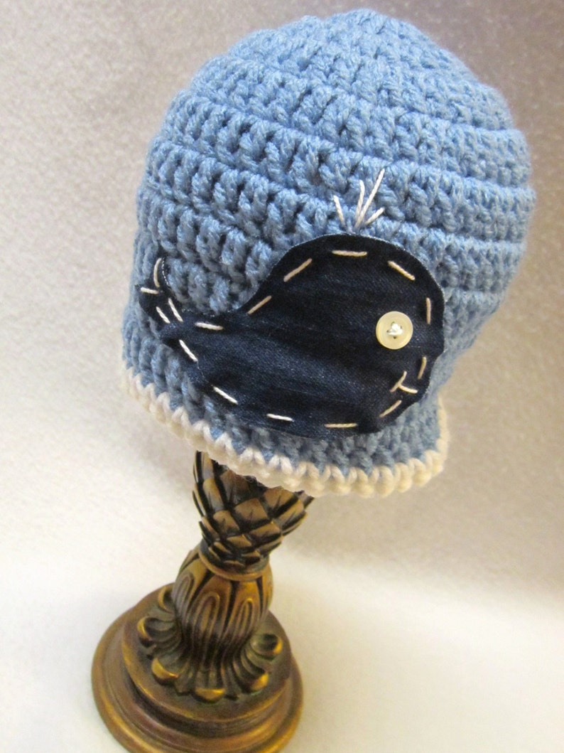 Whale Baby Hat, Crochet Denim Ocean Whale Cap, MADE TO ORDER Baby Photo Prop, Blue Baby Beanie, Gift for Boy, Home from Hospital Newborn image 5