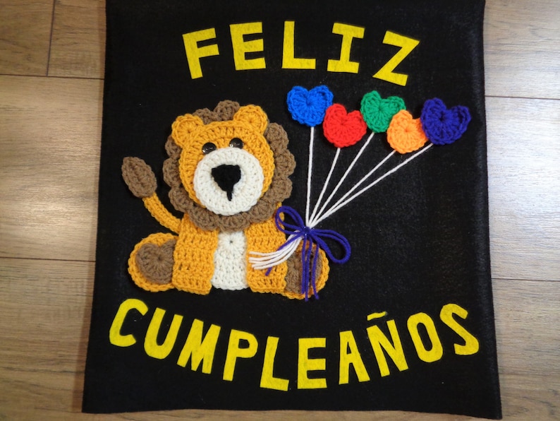 Happy Birthday Chair Cover for the Classroom or Home, Small Primary Felt and Crochet Chair Cover with Lion, MADE TO ORDER, Gift for Teacher image 7