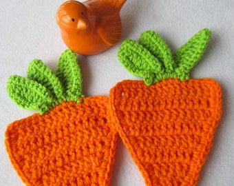 Crochet Carrot Hot Pads: Orange Spring Easter Decor