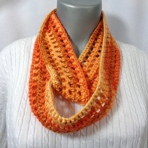 Shades of Orange Scarf, Thin Infinity Scarf, Lightweight Indoor or Outdoor Perfect for Fall with Soft Yarn, Gift for Mom, MADE TO ORDER image 3