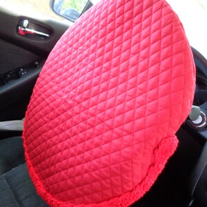 Red Quilted Steering Wheel Cover, Gift for Mom, Present for Grad, Steering Wheel Protector, Keep Cooler Cover, Removable, Made by Charlene image 5