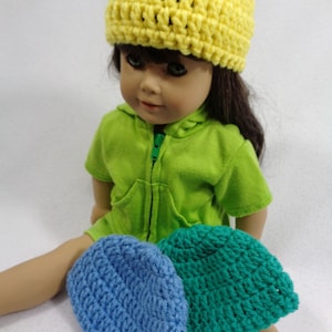 18 Inch Doll Hat, Crochet Beanie for American Girl, Winter Cap for Doll, Gift for Little Girl, Stocking Stuffer, Birthday Party Favor image 1