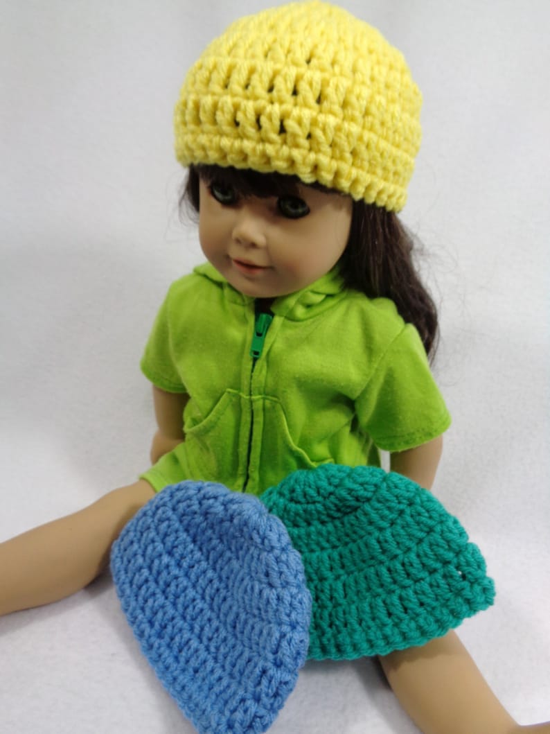 18 Inch Doll Hat, Crochet Beanie for American Girl, Winter Cap for Doll, Gift for Little Girl, Stocking Stuffer, Birthday Party Favor image 1