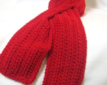 Red Neckwarmer with Slit, Red Keyhole Scarf, Perfect for Valentine's Day, Gift for Wife, Winter Wear, Crochet Ruby Red Scarf, Christmas Gift