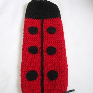 Crochet Plastic Bag Holder Ladybug Red and Black, Hostess Gift, Present for Teacher, Eco-friendly Bag Holder, MADE TO ORDER image 2