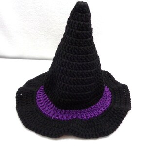 Witch's Hat, Crochet Halloween Costume, MADE TO ORDER by Charlene, Gift for Baby or Toddler, Black Witch's Pointy Hat, Girls Night Out image 6